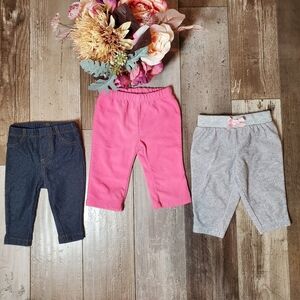 Carter's Baby Girl 0-3 and 3m Pant Bundle | 3 Pc | NWOT